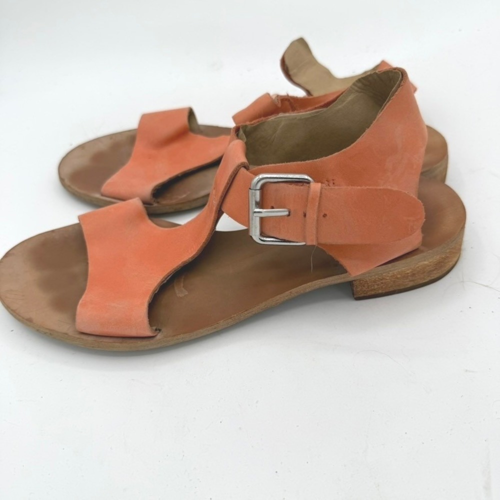 Latigo Sandals Women 8M Coral Leather Buckle Ankle Strap Boho Festival Western